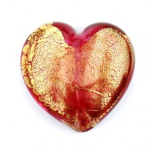 Handblown Artglass Heart Paperweight with 23 karat gold Handblown Glass Heart
