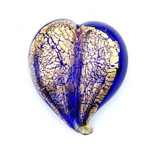 Handblown Artglass Heart Paperweight with 23 karat gold Handblown Glass Heart